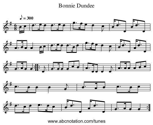 Bonnie Dundee - staff notation