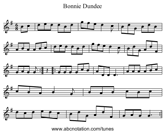 Bonnie Dundee - staff notation