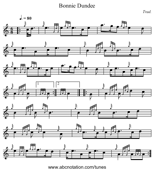 Bonnie Dundee - staff notation
