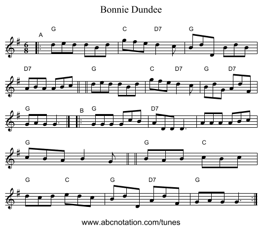 Bonnie Dundee - staff notation