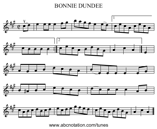 BONNIE DUNDEE - staff notation