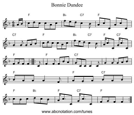 Bonnie Dundee - staff notation