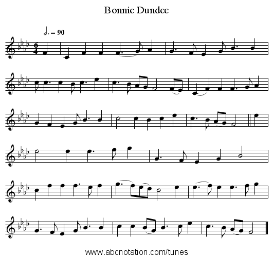 Bonnie Dundee - staff notation