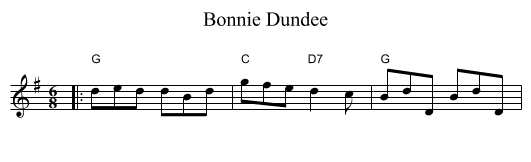 Bonnie Dundee - staff notation