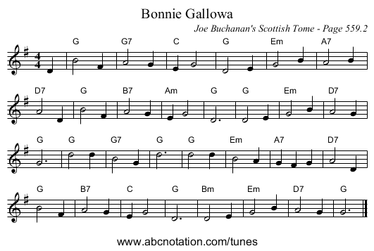Bonnie Gallowa - staff notation