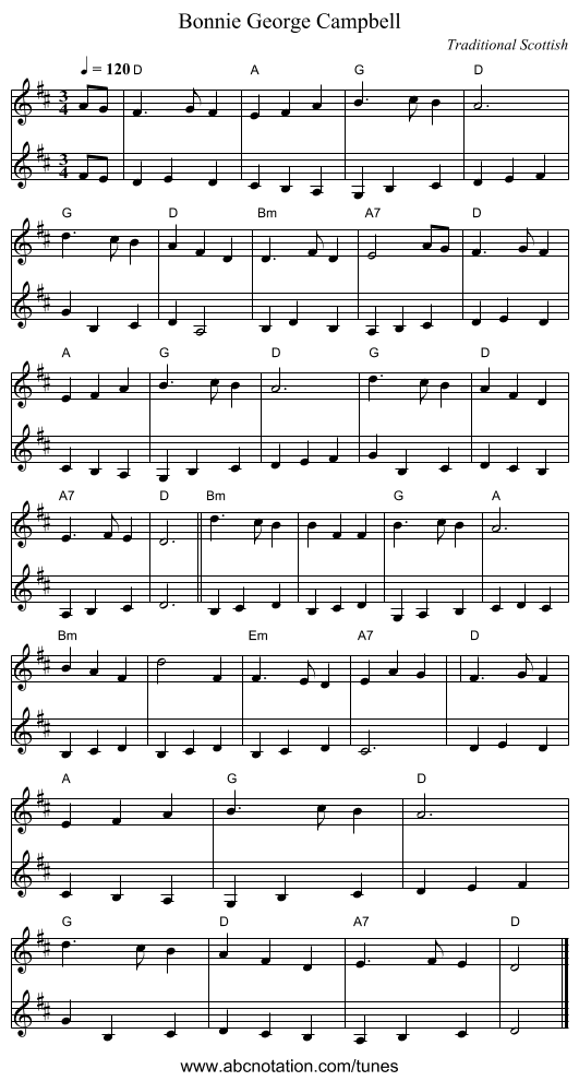 Bonnie George Campbell - staff notation
