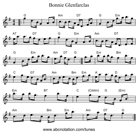 Bonnie Glenfarclas - staff notation