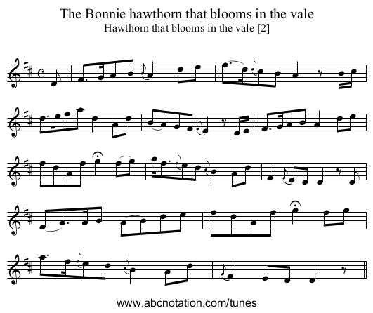 Bonnie hawthorn that blooms in the vale, The - staff notation