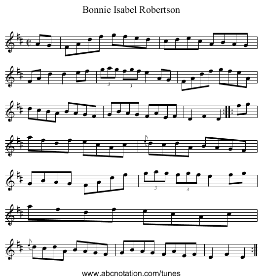 Bonnie Isabel Robertson - staff notation