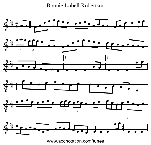 Bonnie Isabell Robertson - staff notation