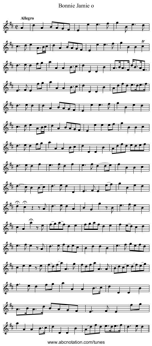 Bonnie Jamie o - staff notation