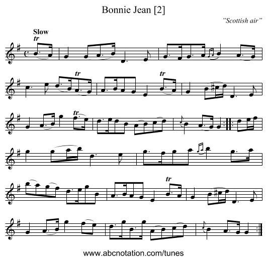Bonnie Jean [2] - staff notation