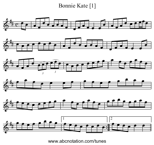 Bonnie Kate [1] - staff notation