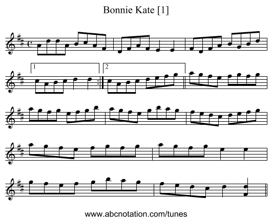 Bonnie Kate [1] - staff notation