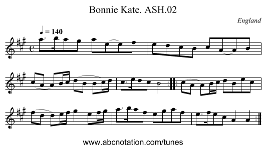 Bonnie Kate. ASH.02 - staff notation