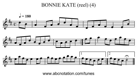 BONNIE KATE (reel) (4) - staff notation