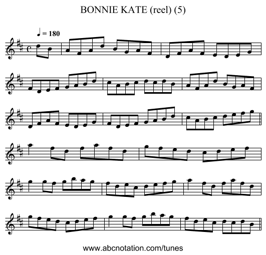 BONNIE KATE (reel) (5) - staff notation