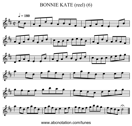 BONNIE KATE (reel) (6) - staff notation