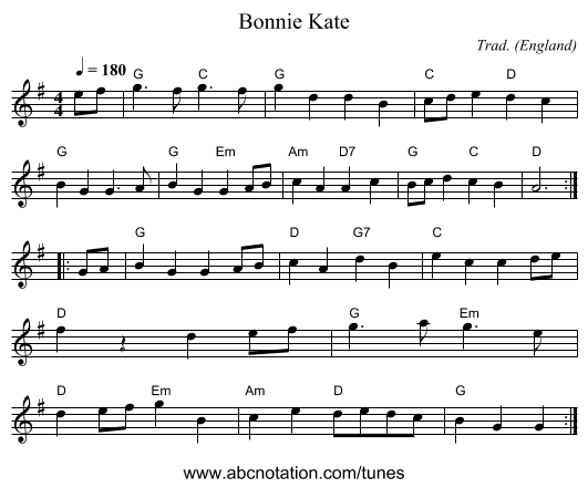 Bonnie Kate - staff notation