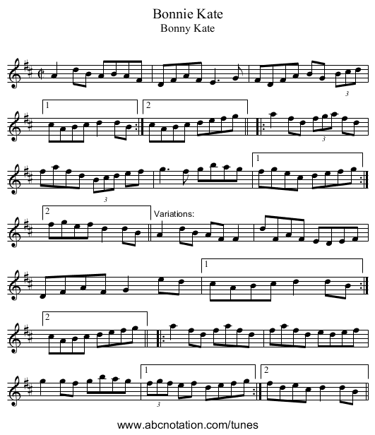 Bonnie Kate - staff notation