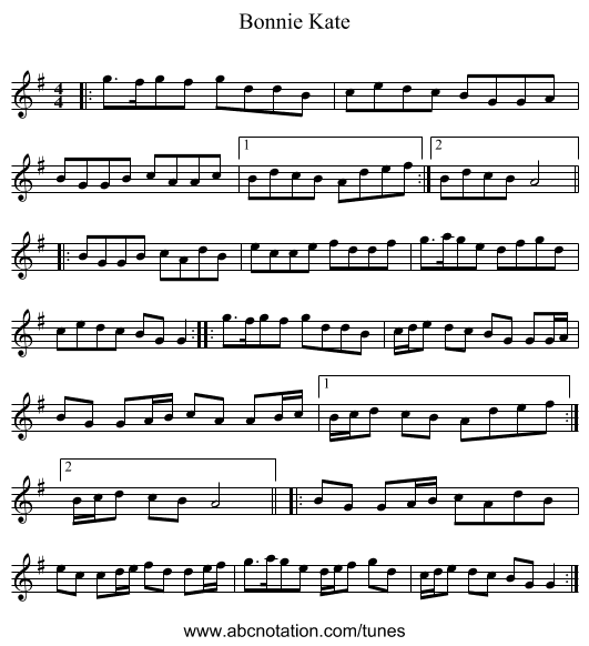 Bonnie Kate - staff notation