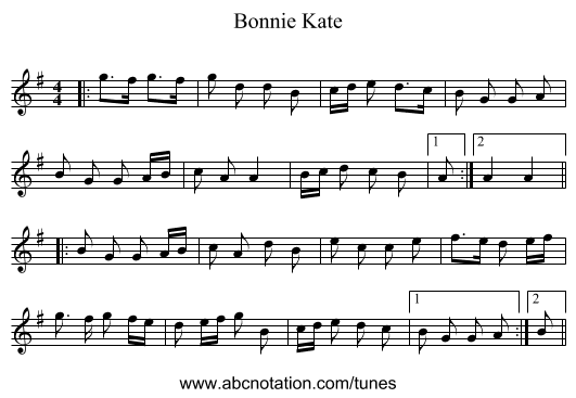 Bonnie Kate - staff notation
