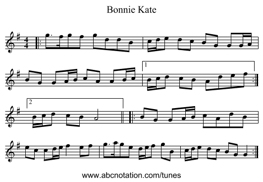 Bonnie Kate - staff notation