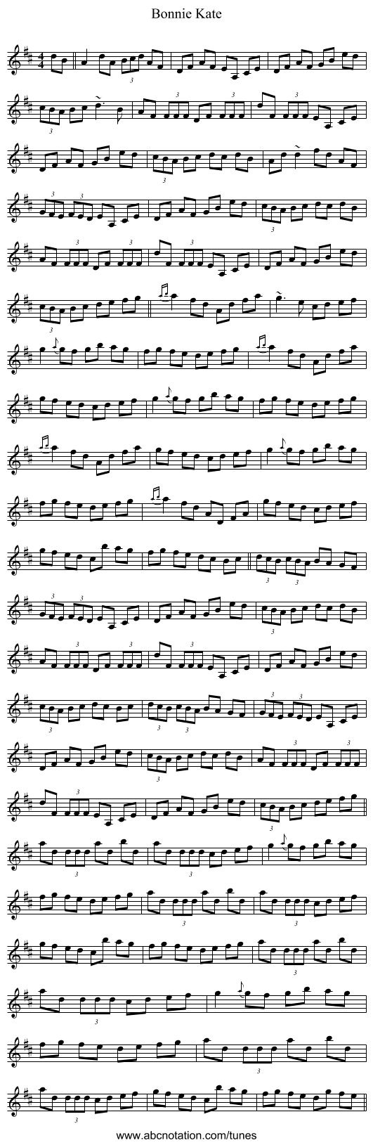 Bonnie Kate - staff notation