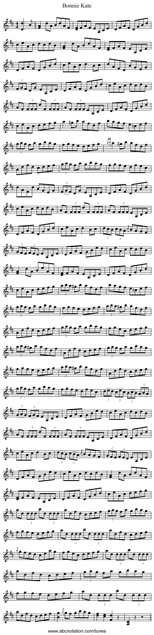 Bonnie Kate - staff notation