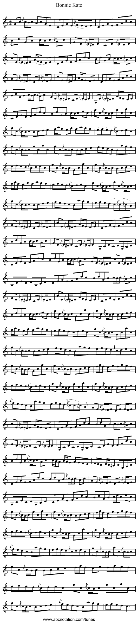 Bonnie Kate - staff notation