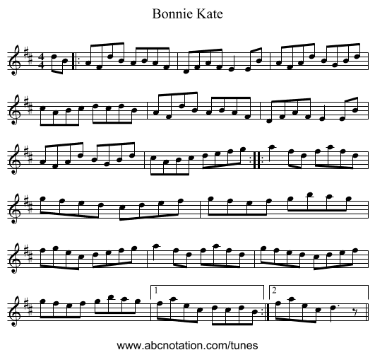 Bonnie Kate - staff notation