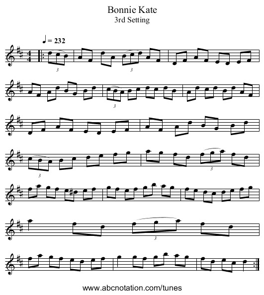 Bonnie Kate - staff notation