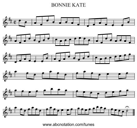 BONNIE KATE - staff notation