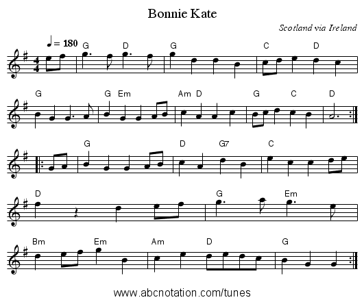 Bonnie Kate - staff notation