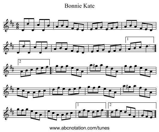 Bonnie Kate - staff notation