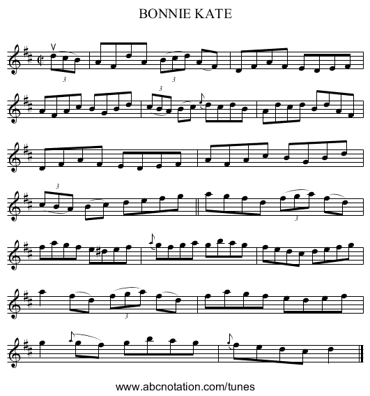 BONNIE KATE - staff notation
