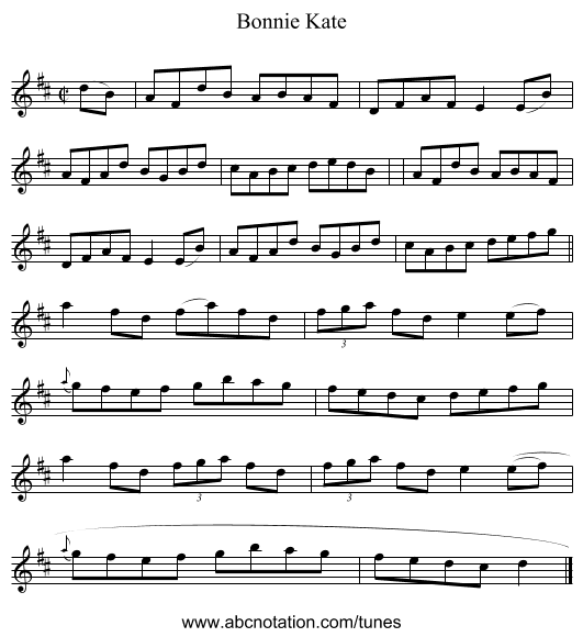 Bonnie Kate - staff notation