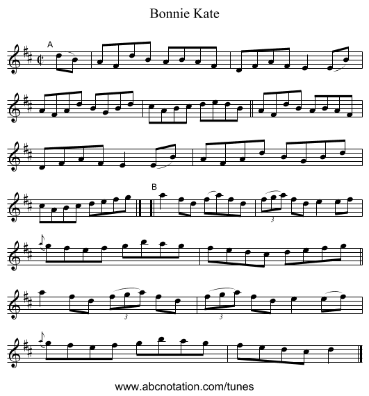 Bonnie Kate - staff notation