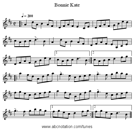 Bonnie Kate - staff notation
