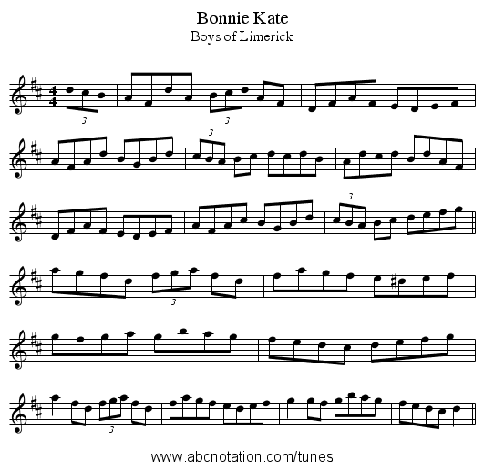 Bonnie Kate - staff notation
