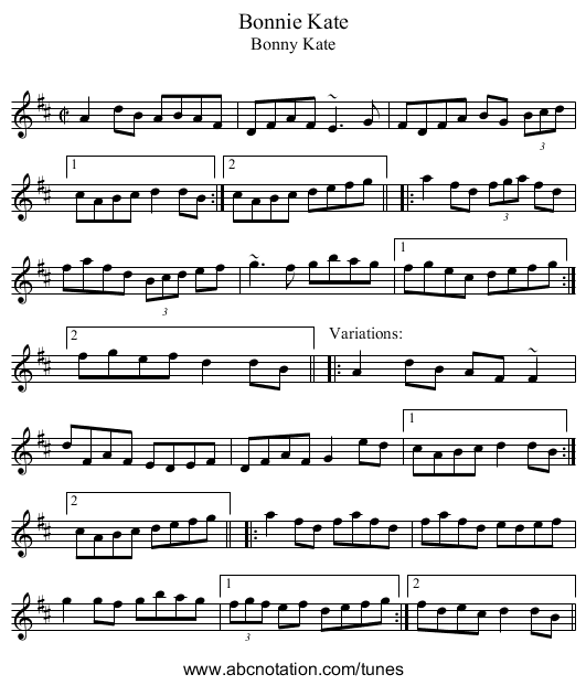 Bonnie Kate - staff notation