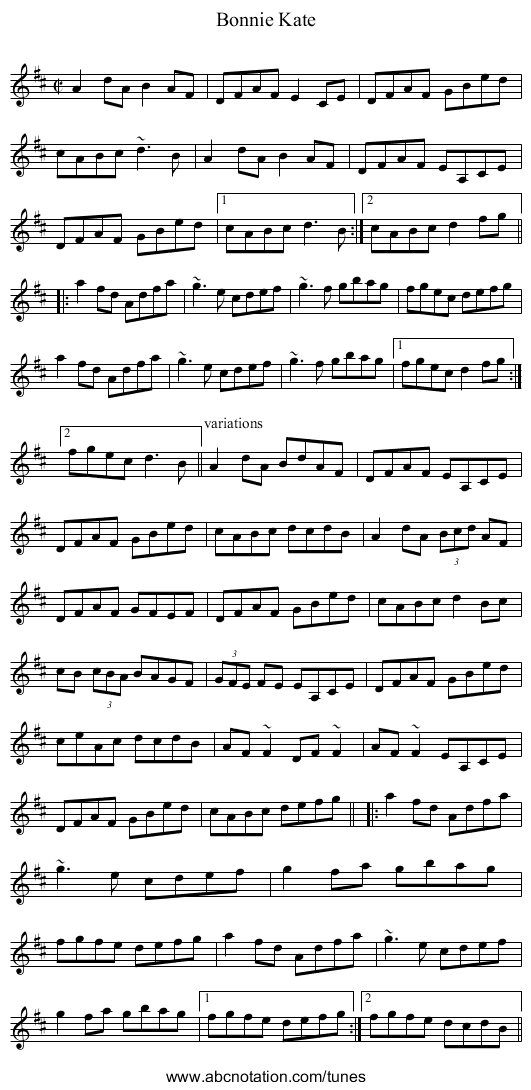 Bonnie Kate - staff notation