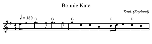 Bonnie Kate - staff notation