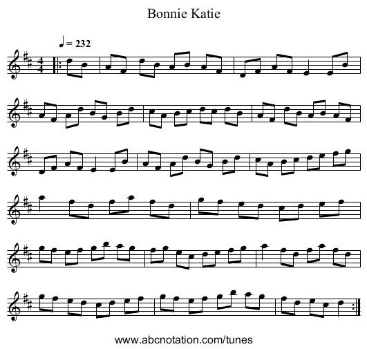 Bonnie Katie - staff notation