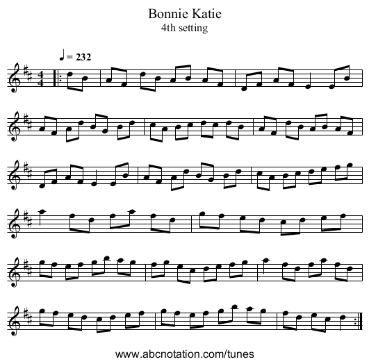 Bonnie Katie - staff notation