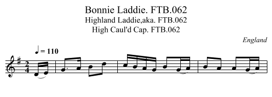Bonnie Laddie. FTB.062 - staff notation