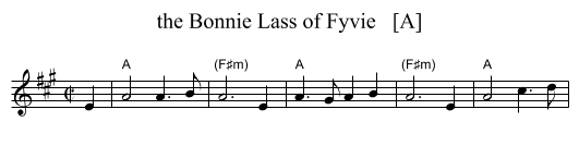 Bonnie Lass of Fyvie   [A], the  - staff notation