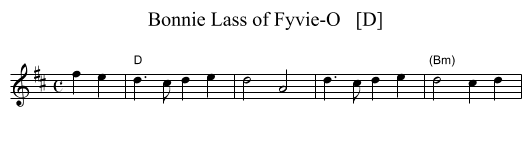 Bonnie Lass of Fyvie-O   [D] - staff notation