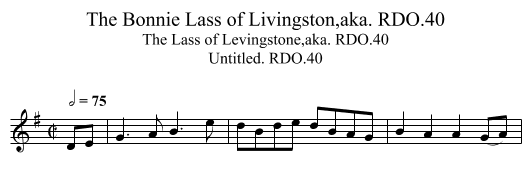 Bonnie Lass of Livingston,aka. RDO.40, The - staff notation