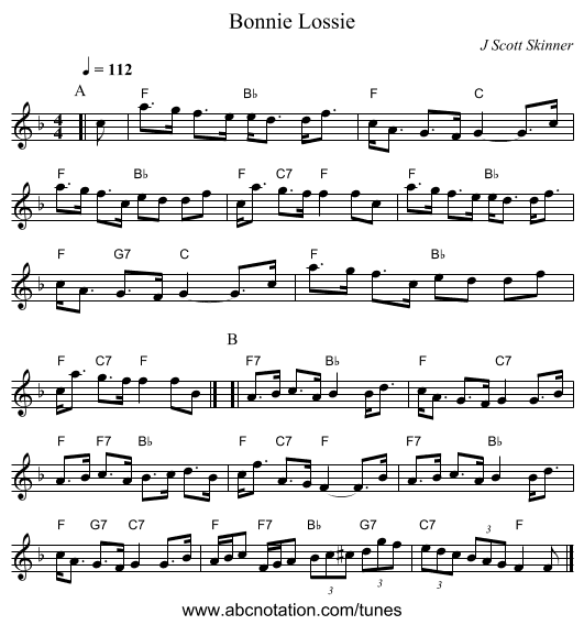 Bonnie Lossie - staff notation